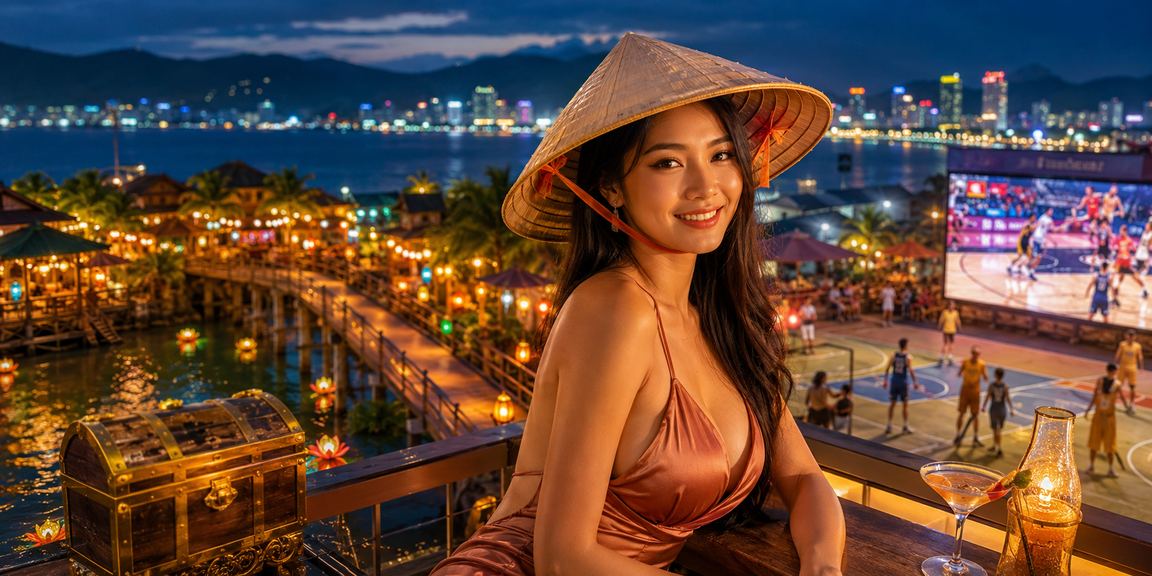 Người hâm mộ cá cược bóng rổ đội nón lá tại bãi biển Nha Trang